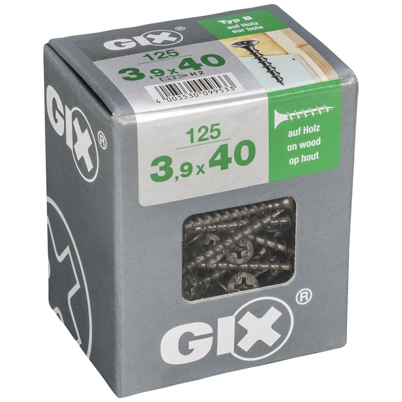 Grobgewindeschraube, 3,9 mm, Stahl, 125 Stk., GIX B 3,9x40 L