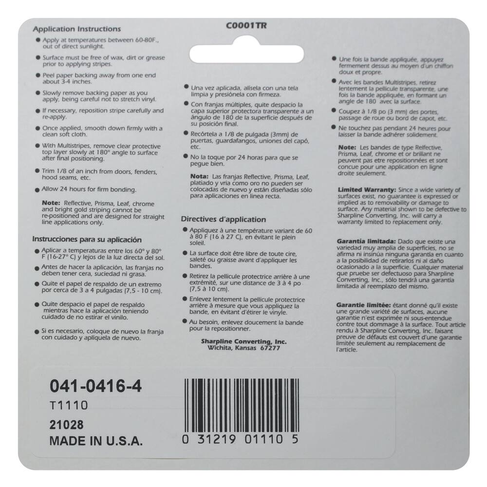 Trimbrite Solid Stripe, White, 1/8-in x 36-ft