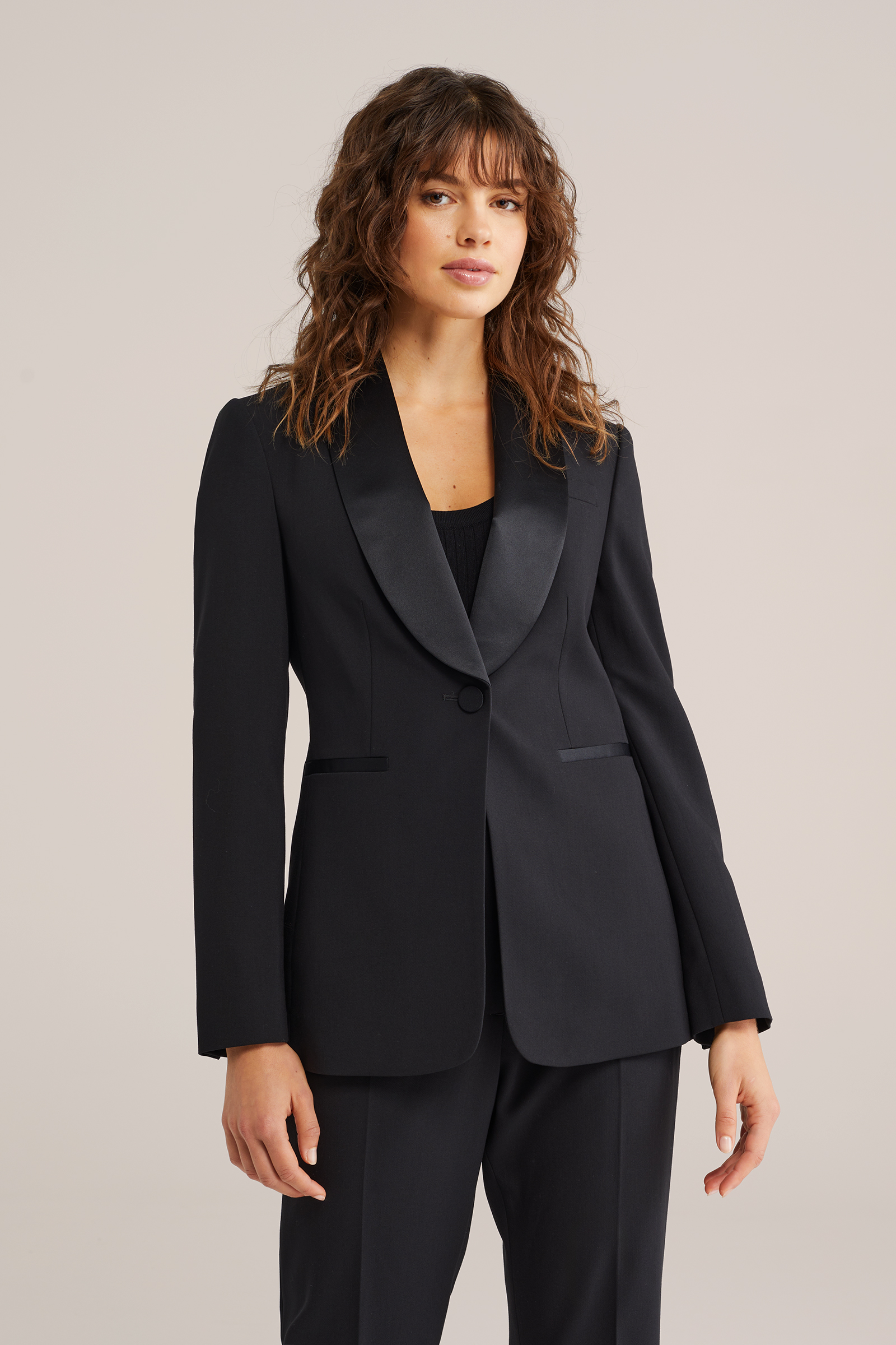 Dames regular fit tuxedo blazer
