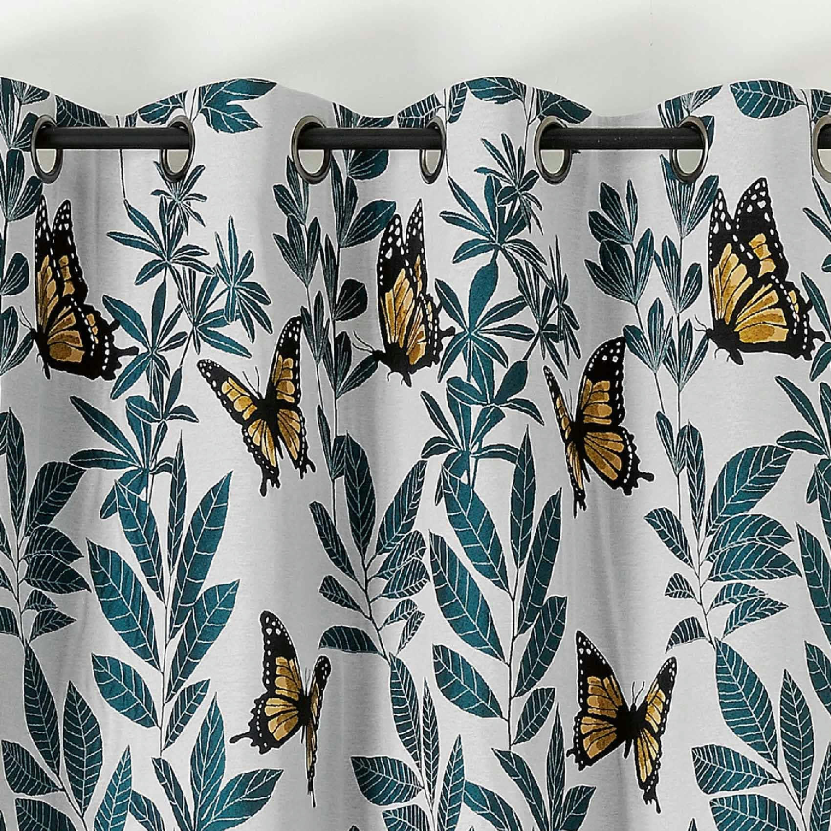 - Rideau d'ameublement au style bucolique polyester jaune 140x270 cm