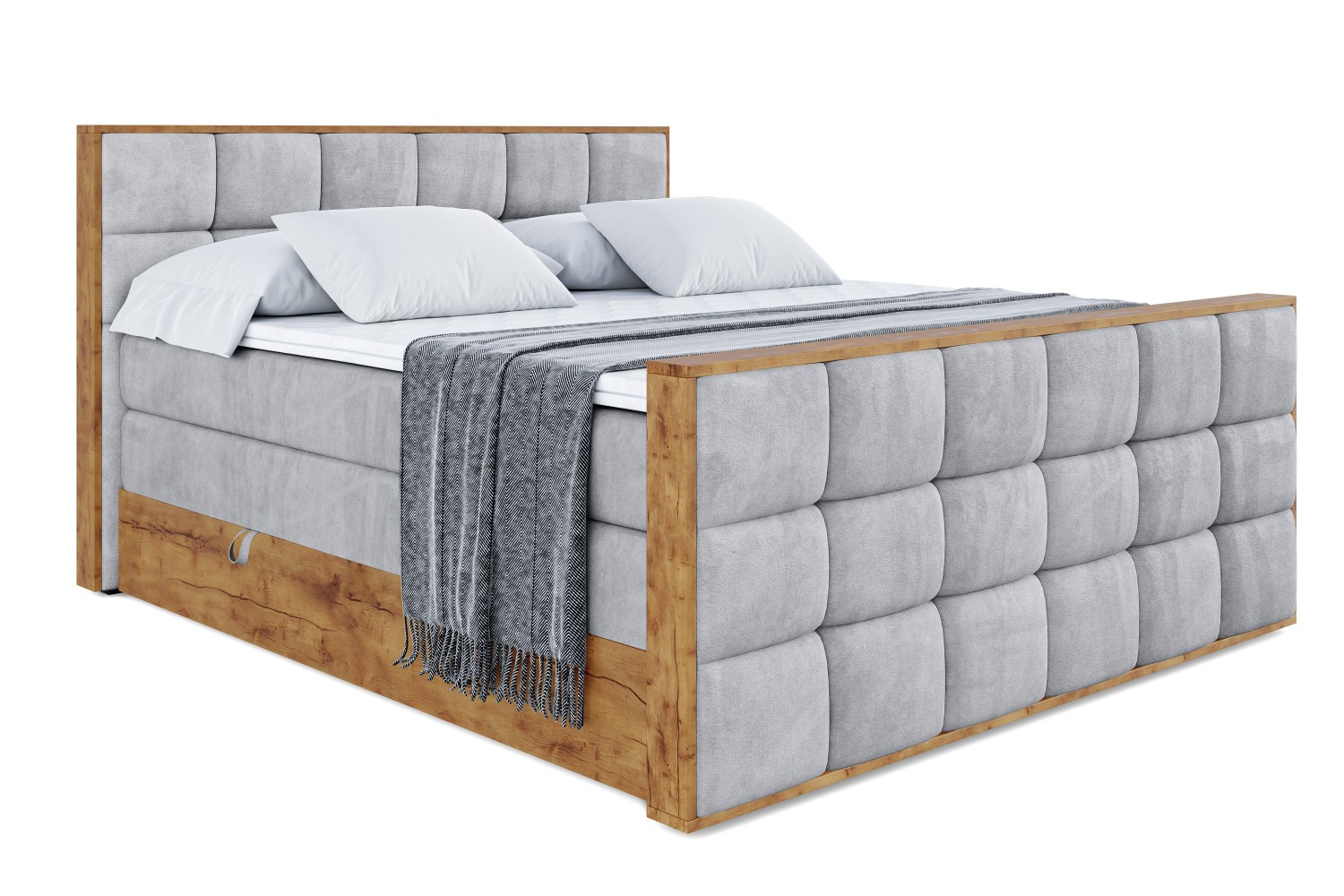Łóżko kontynentalne z pojemnikiem i materacem H3|H4 LOLLI2-Z KING 120x200cm