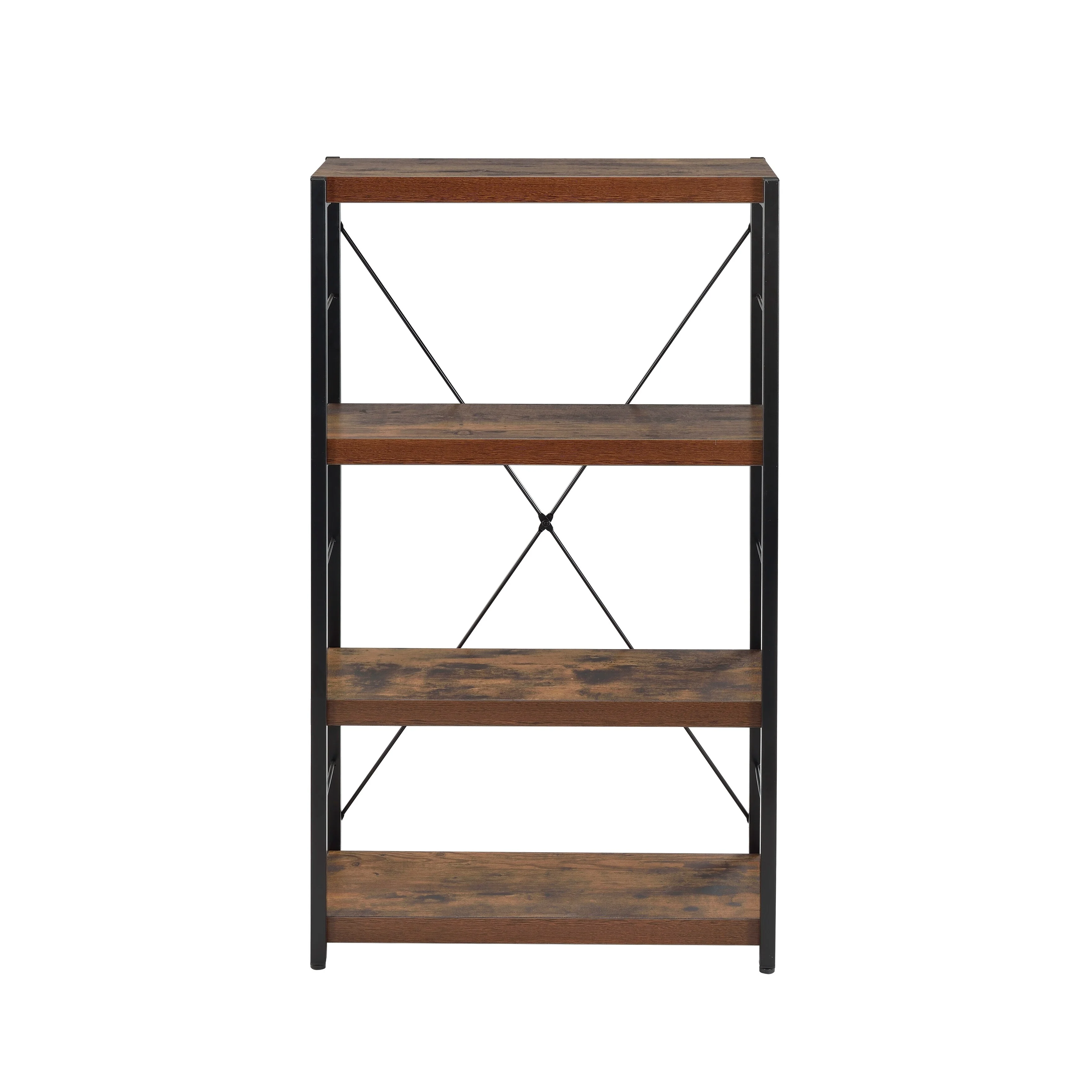 Weathered Oak and Black Finish Bookshelf