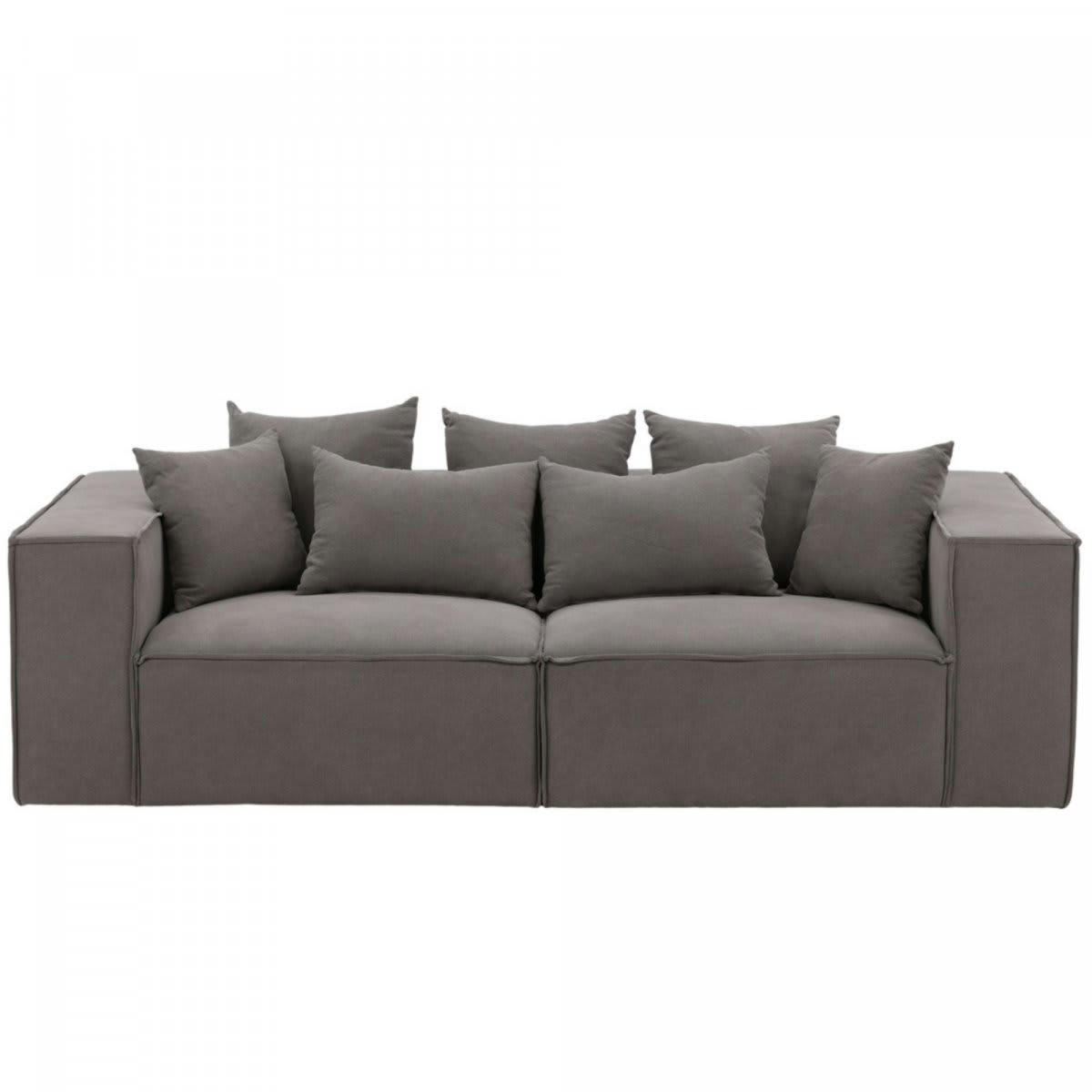 HYPPOLITE - Canapé droit 2 places en tissu gris