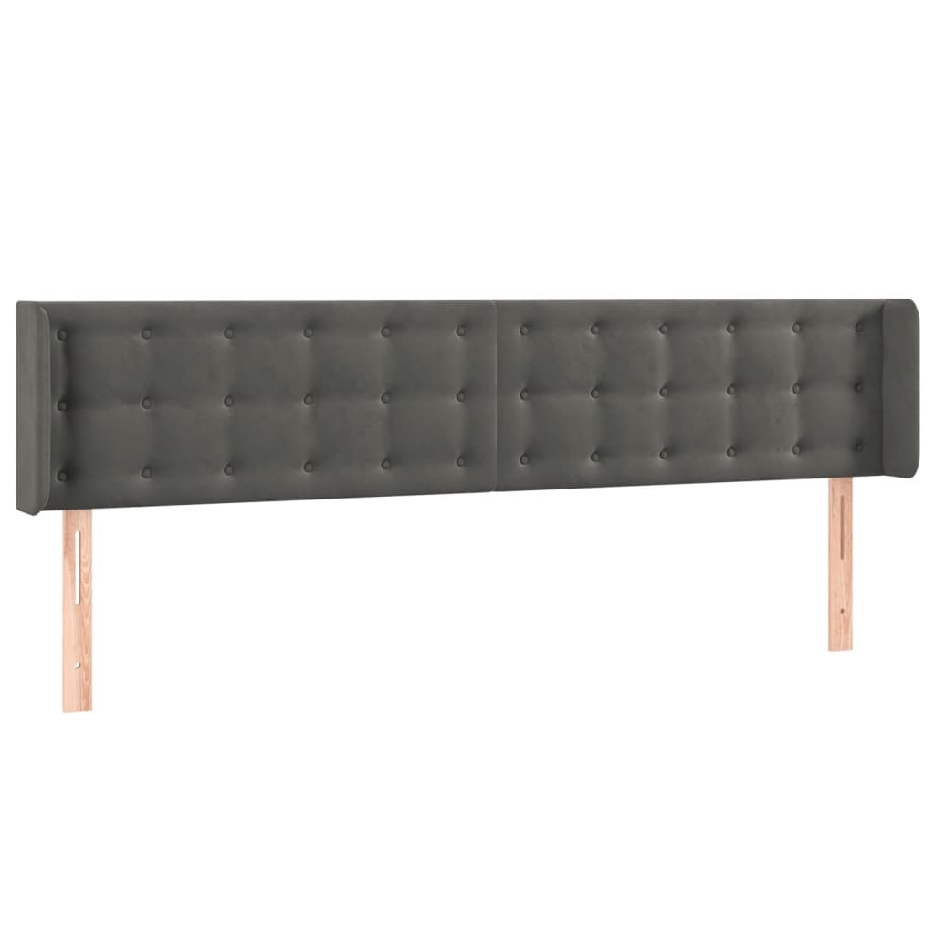 Wezgłowie Szary 203 x 16 x 78/88 cm Aksamit vidaXL