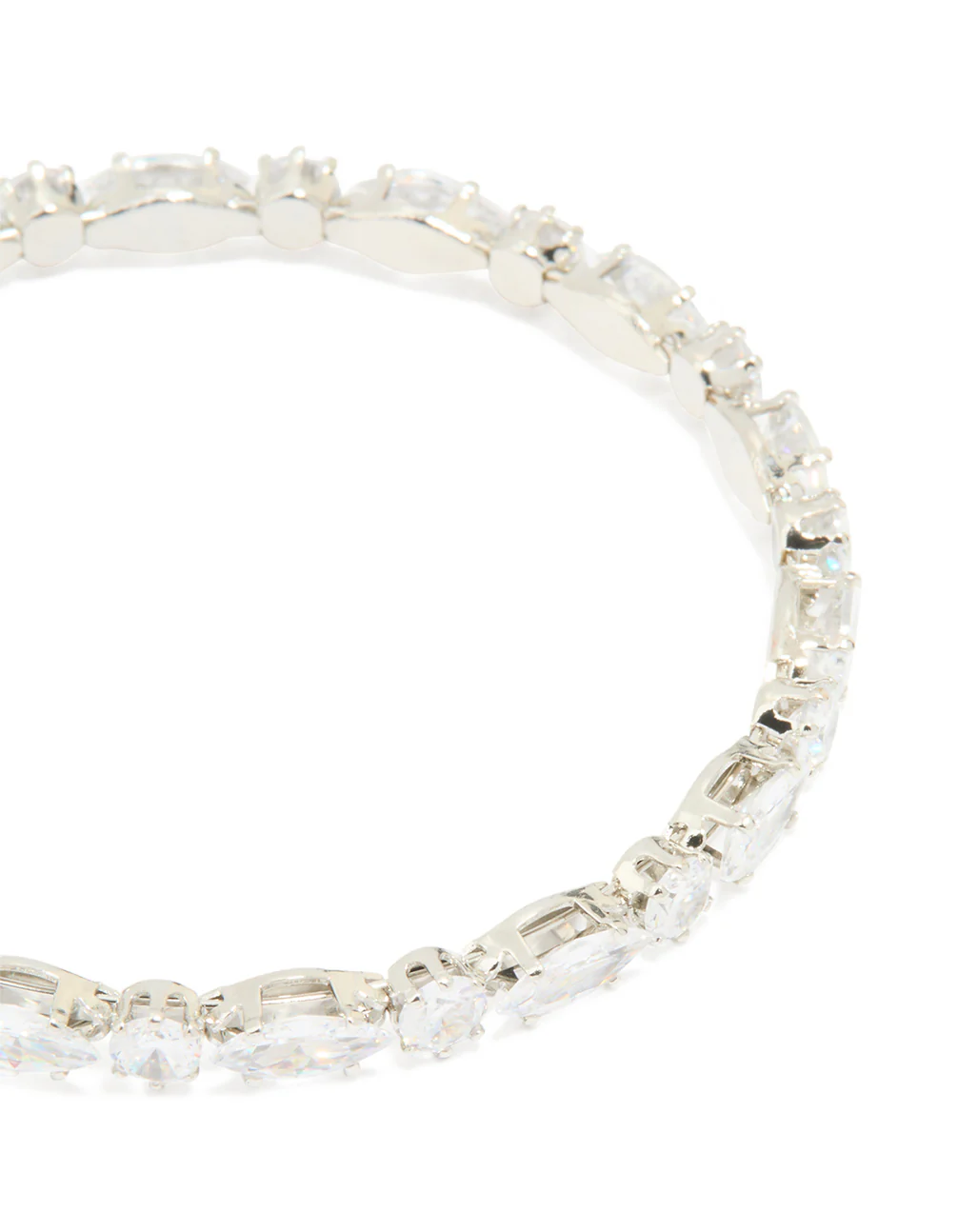 Silver Cubic Zirconia Mixed Stone Wrist Cuff