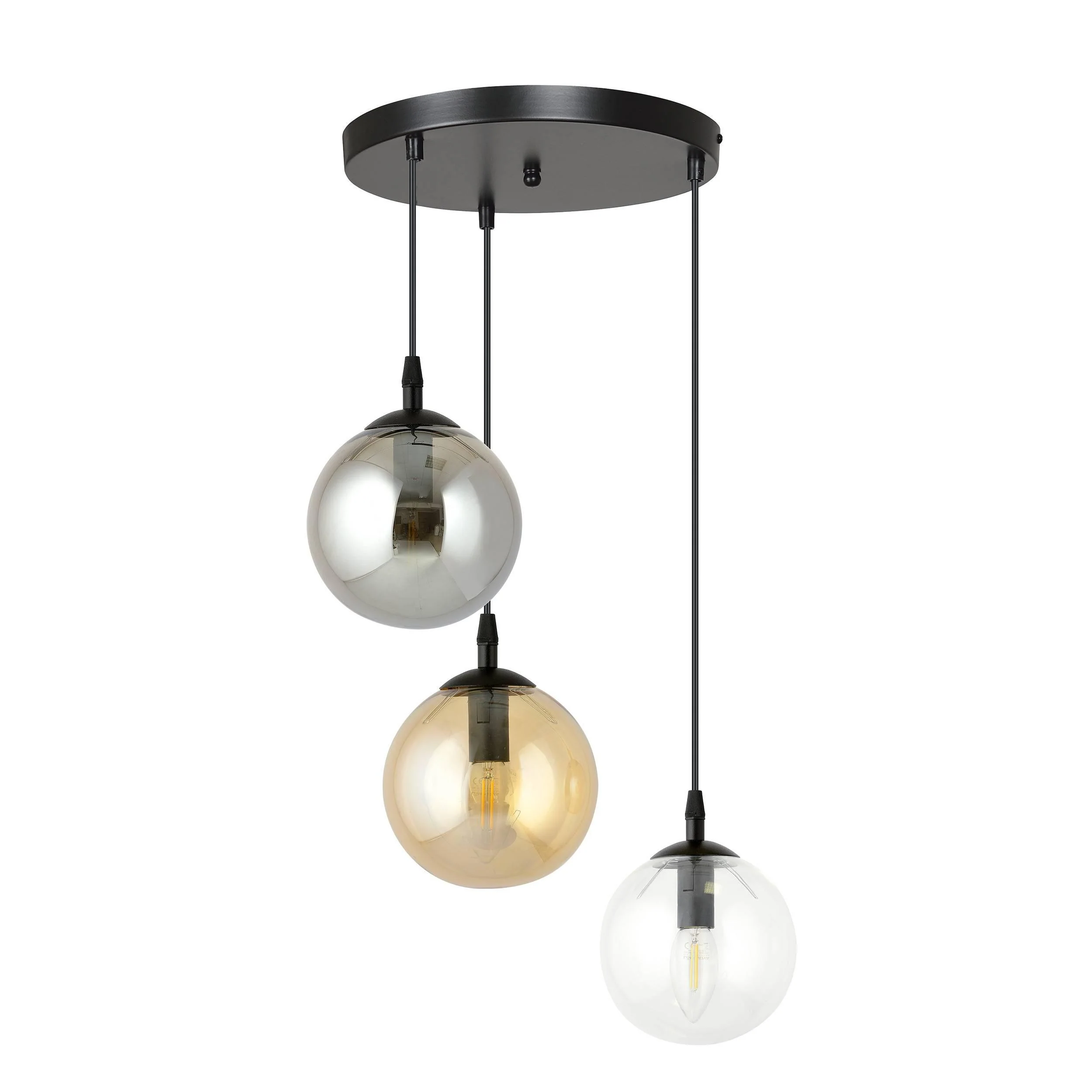 Glazen hanglamp eetkamer Cosmo rond 3-lichts