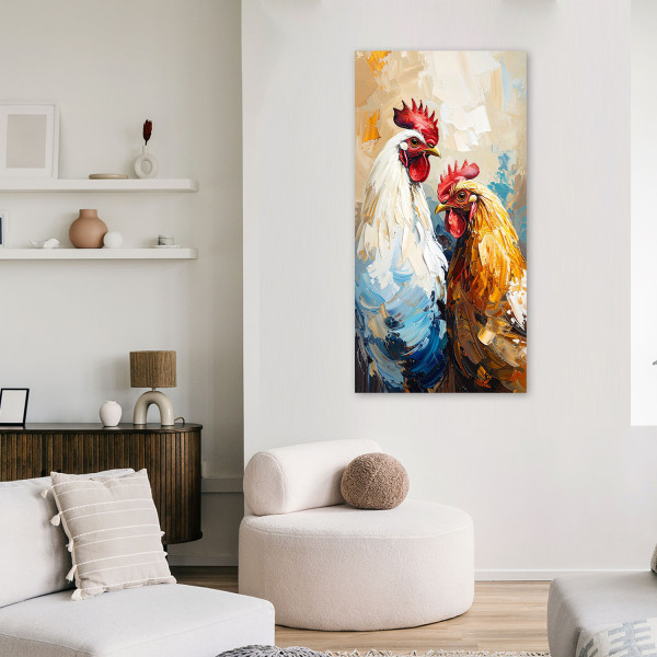Feeby Obraz nowoczesny do kuchni jadalni, Kura Kogut Ptak Zwierzę 40x80