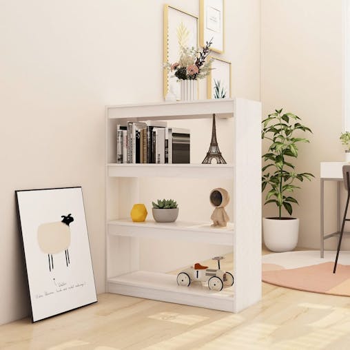 NNEVL Book Cabinet/Room Divider White 100x30x103 cm Solid Pinewood