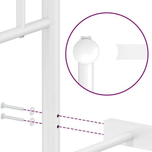 NNEVL Metal Bed Frame with Headboard and Footboard&nbsp;White 107x203 cm