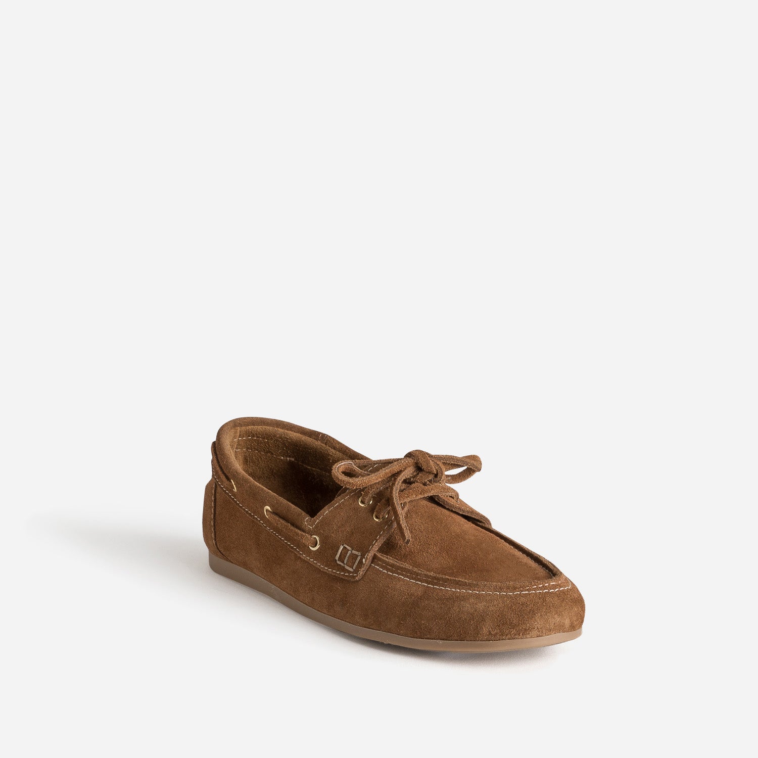 Chaussure-bateau marron cuir velours