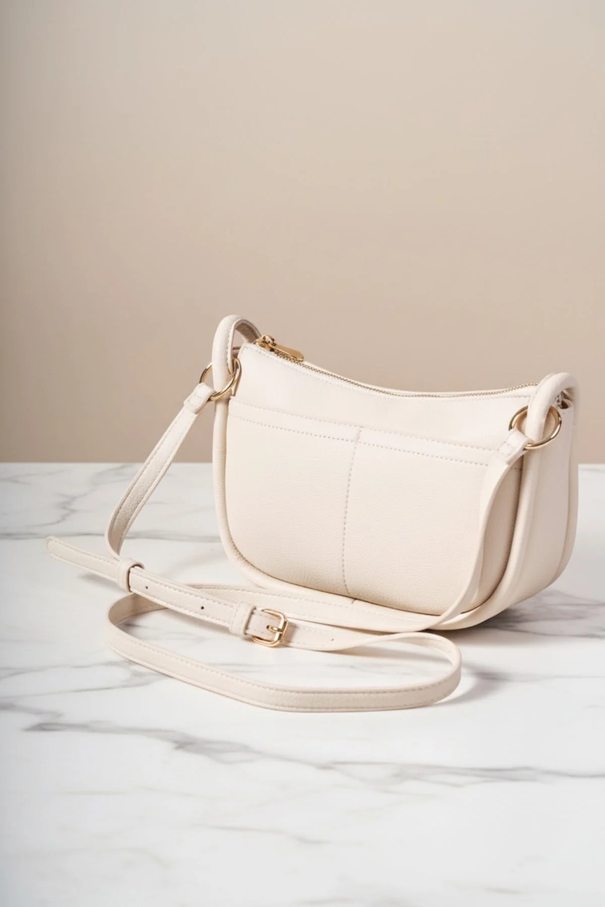 Cream Crescent Crossbody Bag