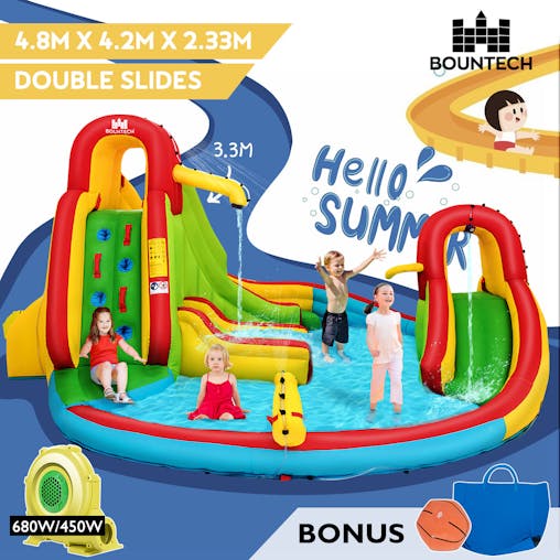 NNECW Inflatable Water Slide Jumping Castle with Two Slides Trampoline