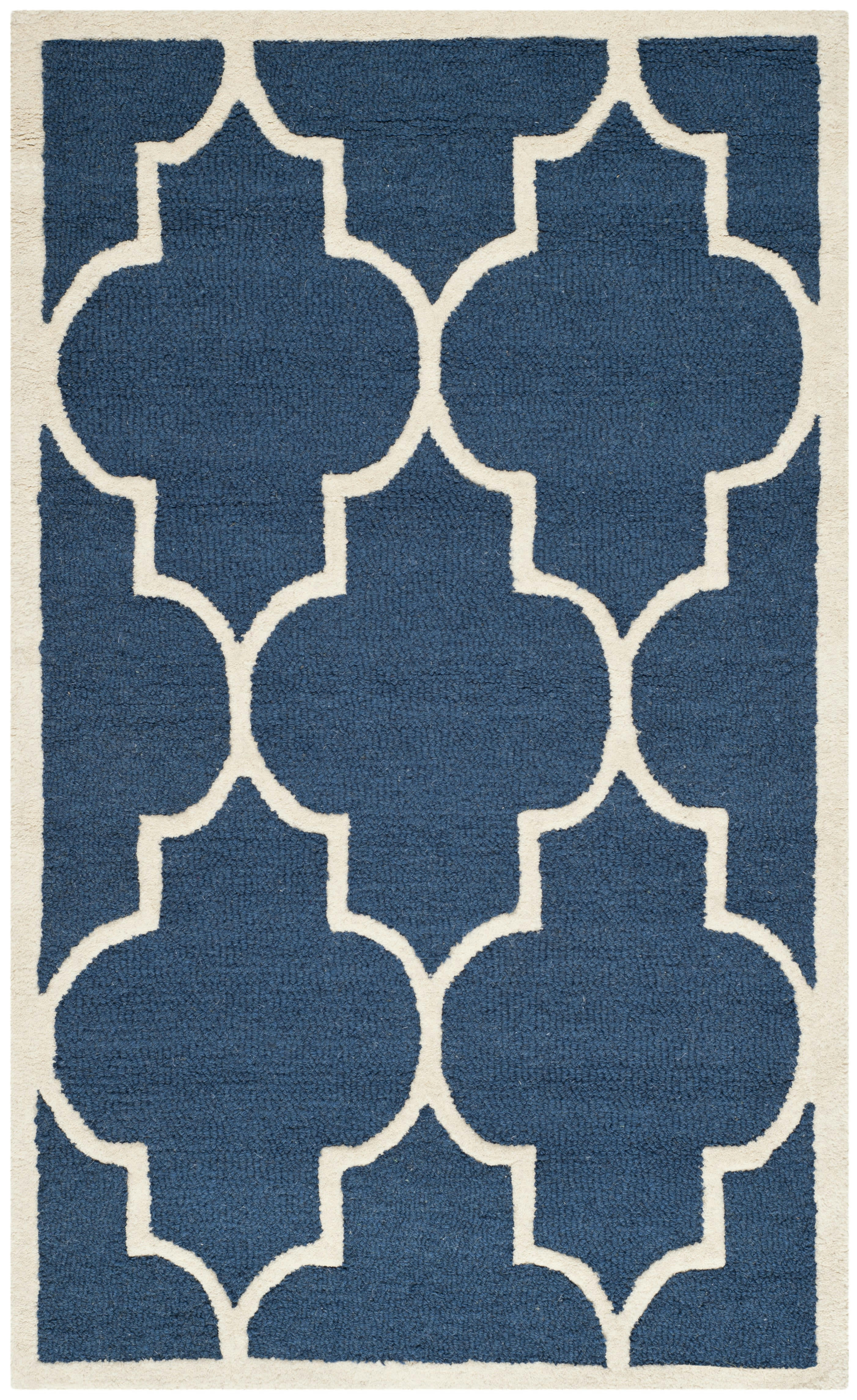 CAMBRIDGE - Tapis de salon interieur en bleu marine & ivoire, 91 x 152 cm