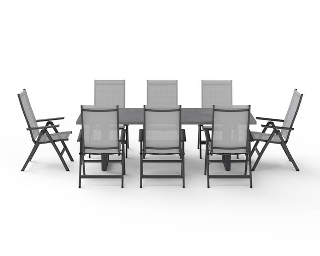 Frankie-Avalon 9 Piece Dining Setting (Gunmetal Grey)