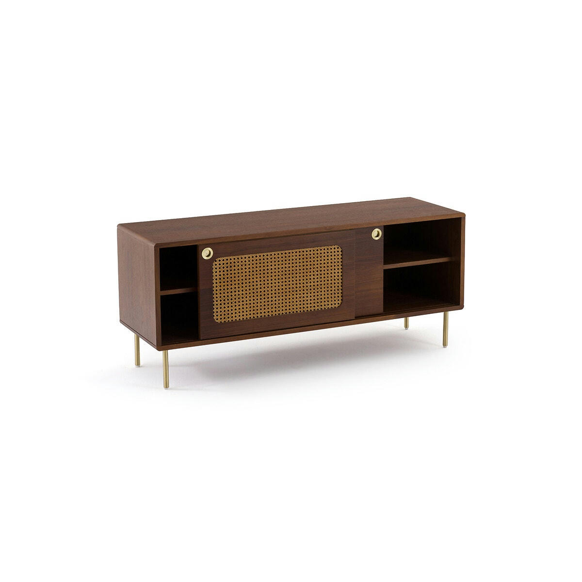 Meuble TV noyer et cannage, Redpop