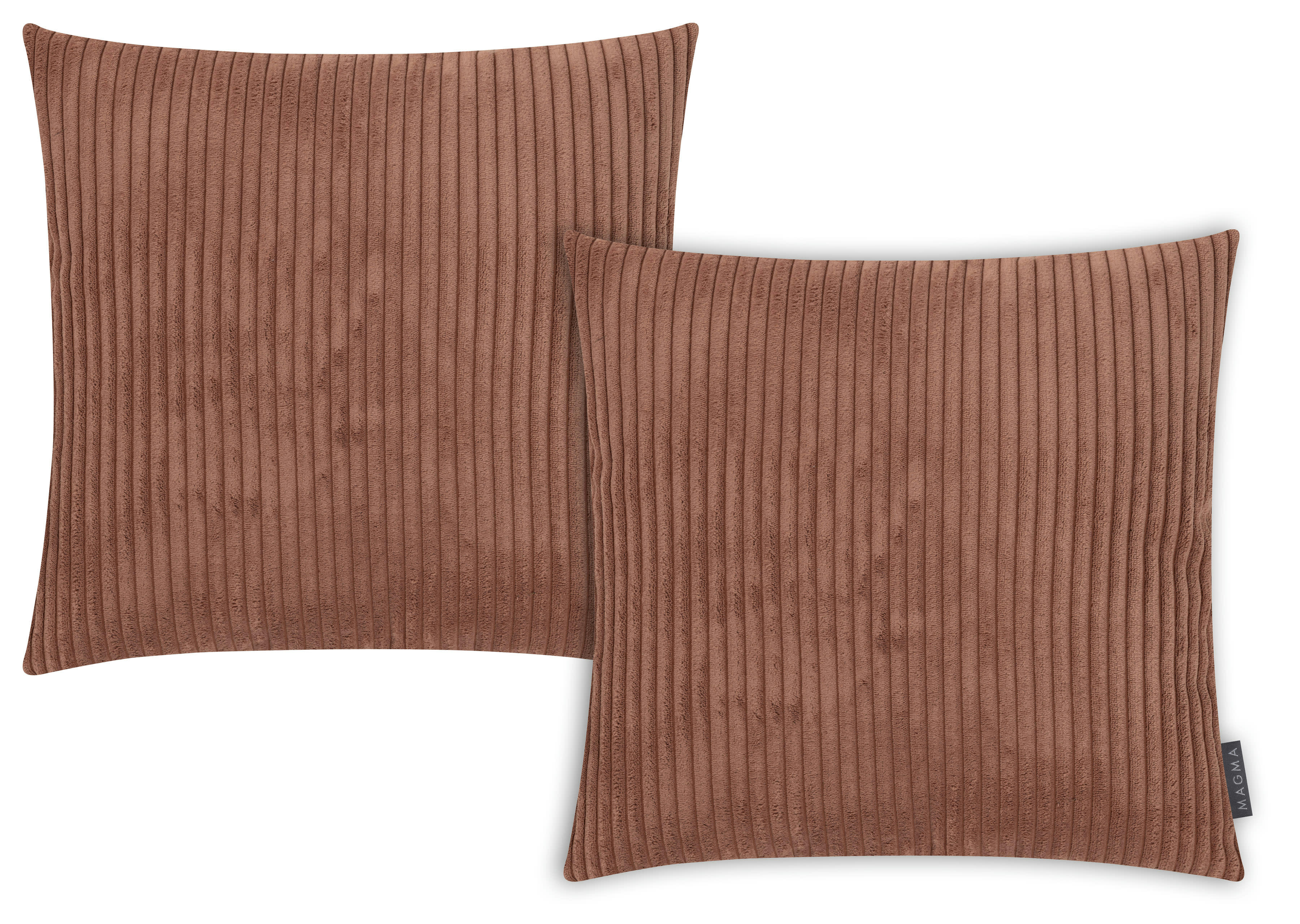 SHARA - Housses de coussin velours côtelé vieux rose brique-Lot de 2-45x45
