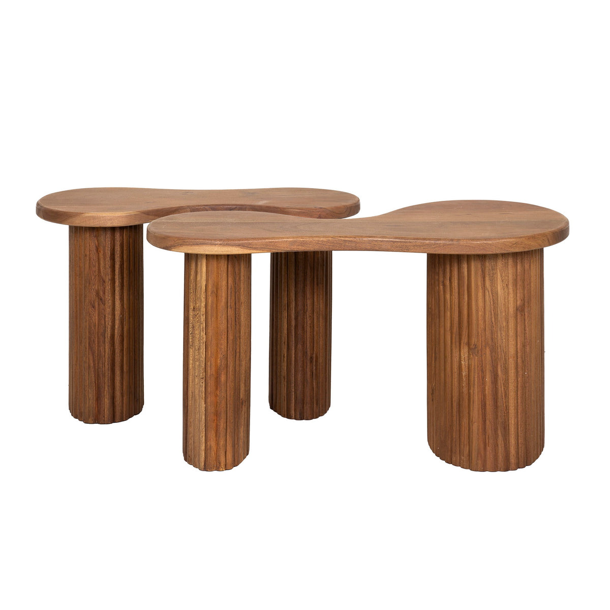 Giga Meubel Salontafel Fuse - Naturel Acaciahout - Set van 2 - 80x45x42cm