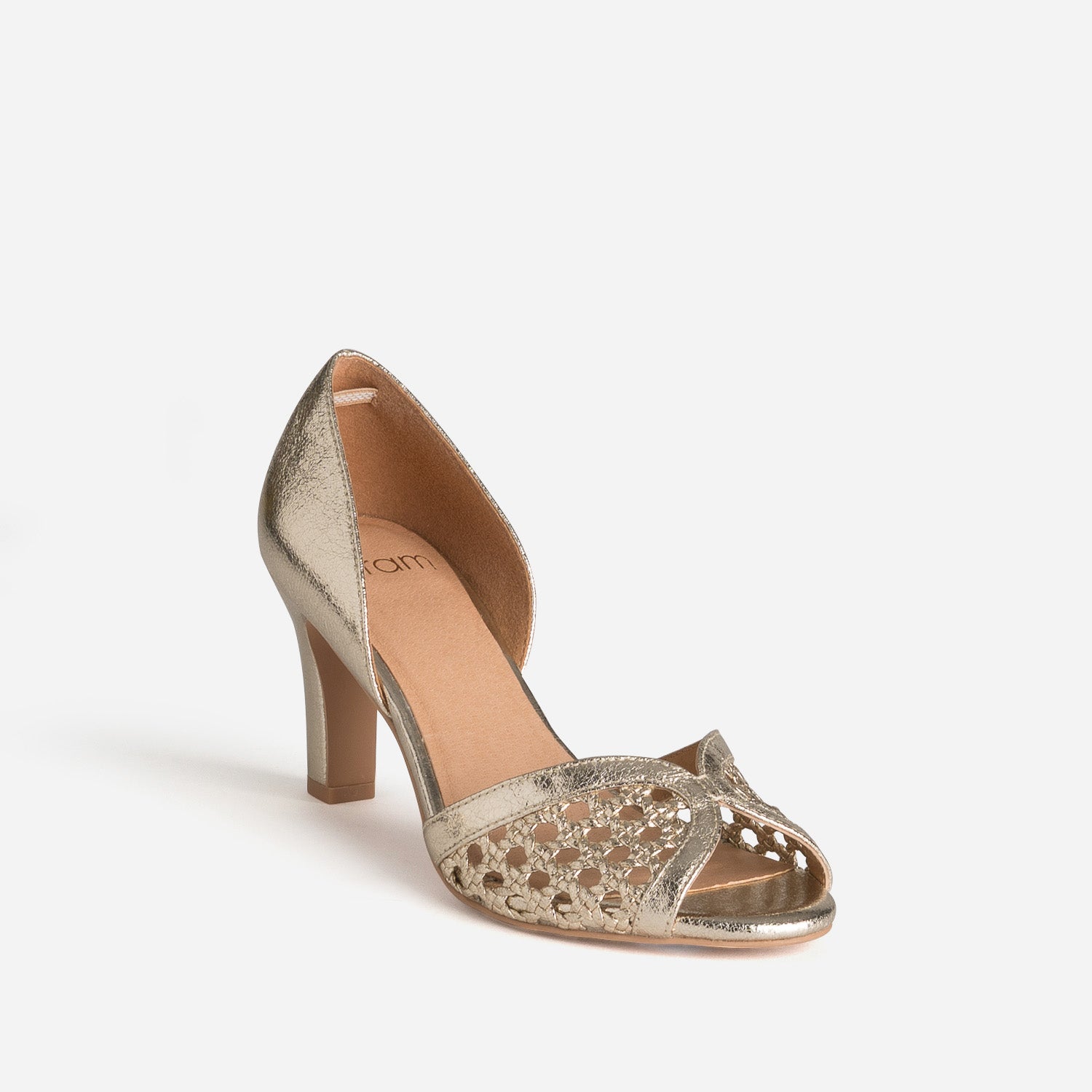 Escarpin doré ajouré open-toe