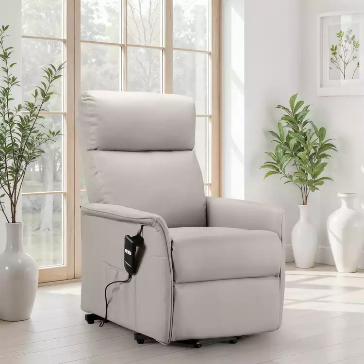 Julian Bowen Helena Fabric Rise & Recline Chair - Neutral