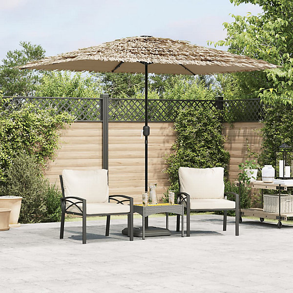 Parasol de jardin avec LED et mât en acier marron 248x248x248cm vidaXL