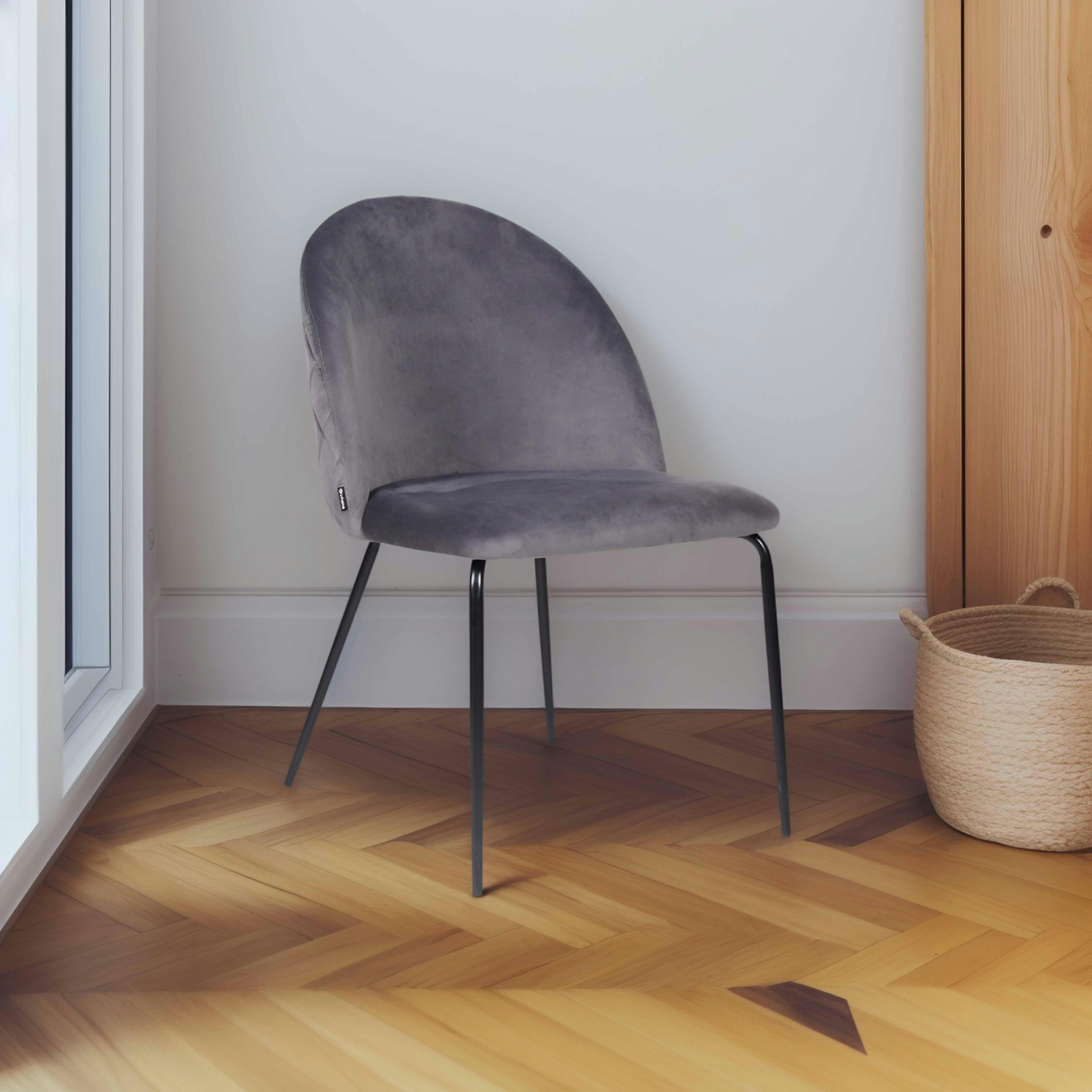 CHESTER - Lot de 4 chaises en velours grises