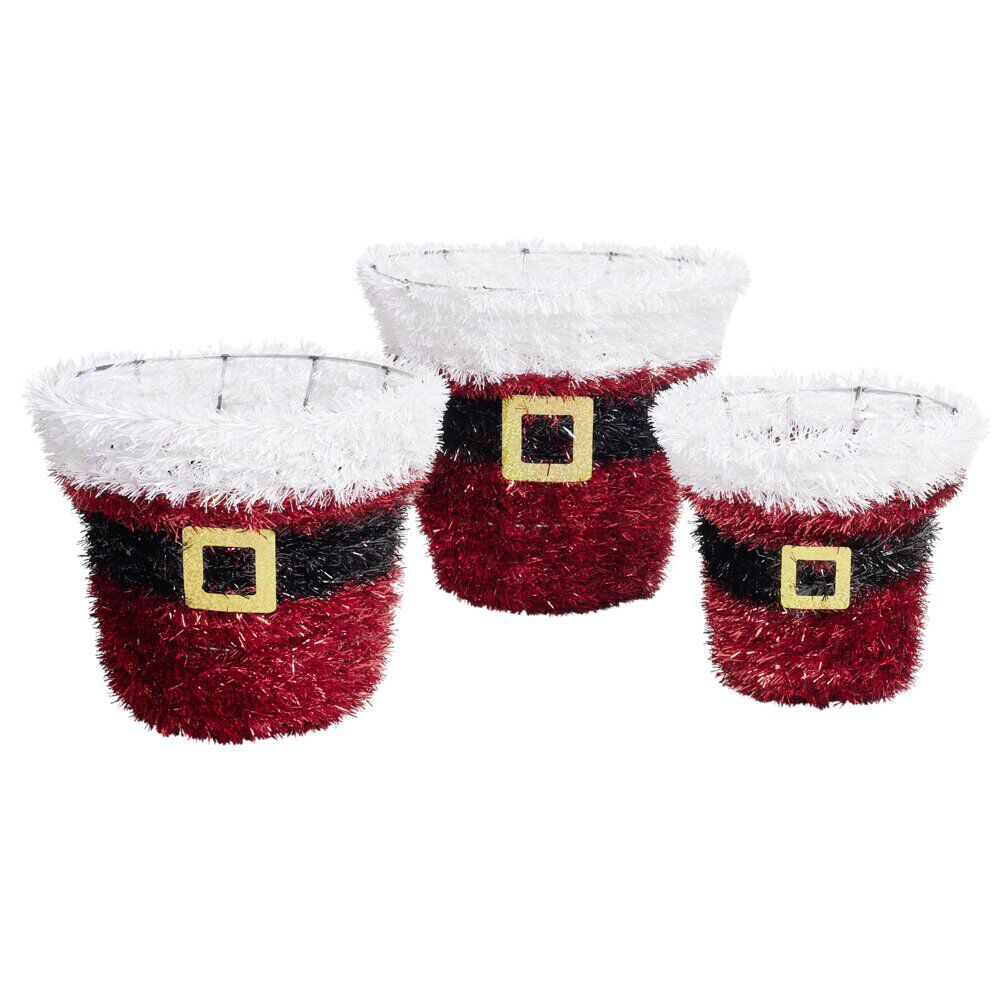 Panier décoration de No&euml;l guirlande rouge 3 pièces Ø25xH22cm