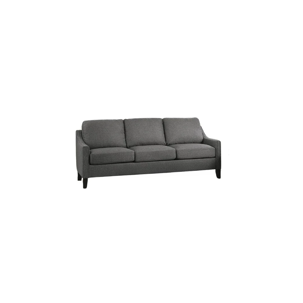 HomeRoots 68 Gray Linen Sofa With Black Legs - 68' X 31' X 36'
