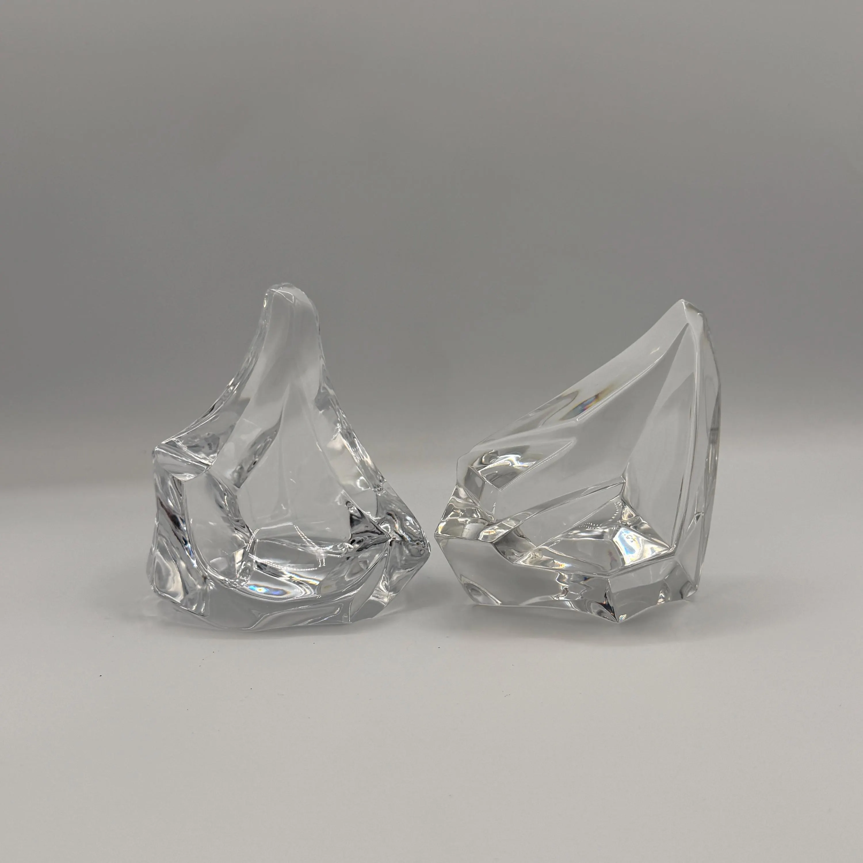 Vintage 1987 Franklin Mint Crystal Caper Art Glass Iceberg Set of 2 | Heavy Glass Paperweights | Signed James Carpenter Collectible