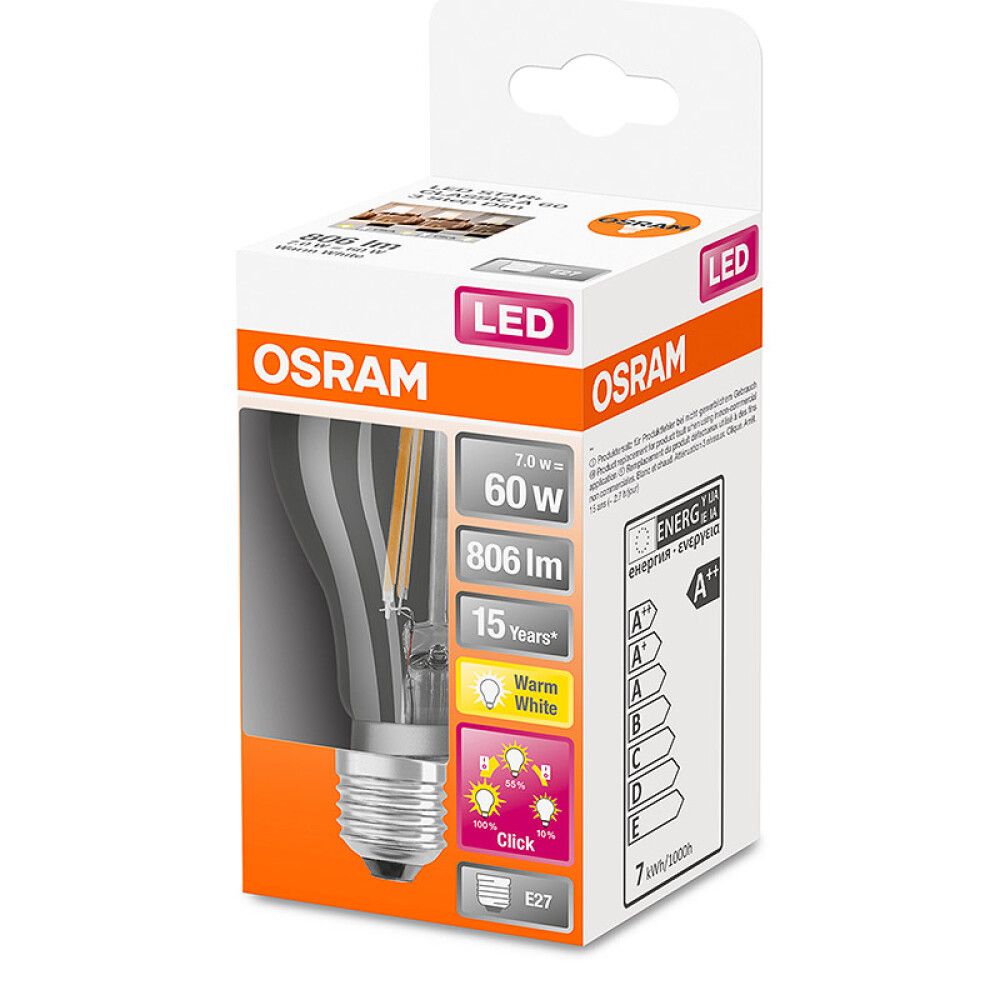 LYSPÆRE OSRAM LED CLA E27 806LM 7W