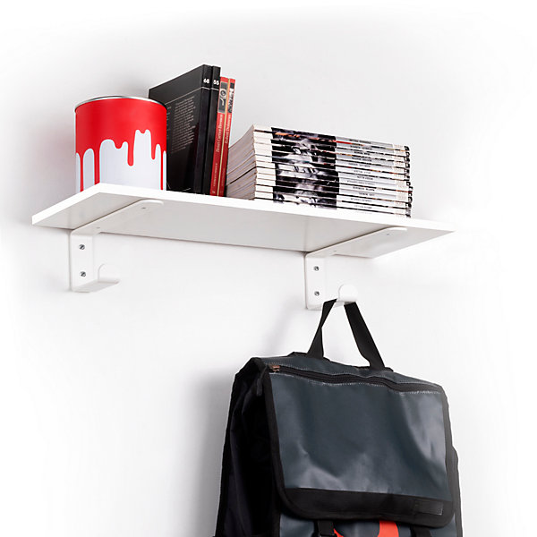 Emuca Jeu de supports pour étagères en bois Shelf avec cintre intégré, Acier, Peint en blanc