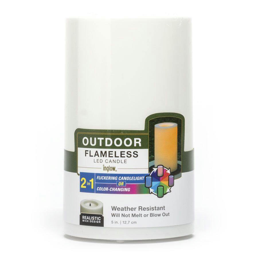 Outdoor Candle 3 x 5-in, Weather Resistant, Colour Changing