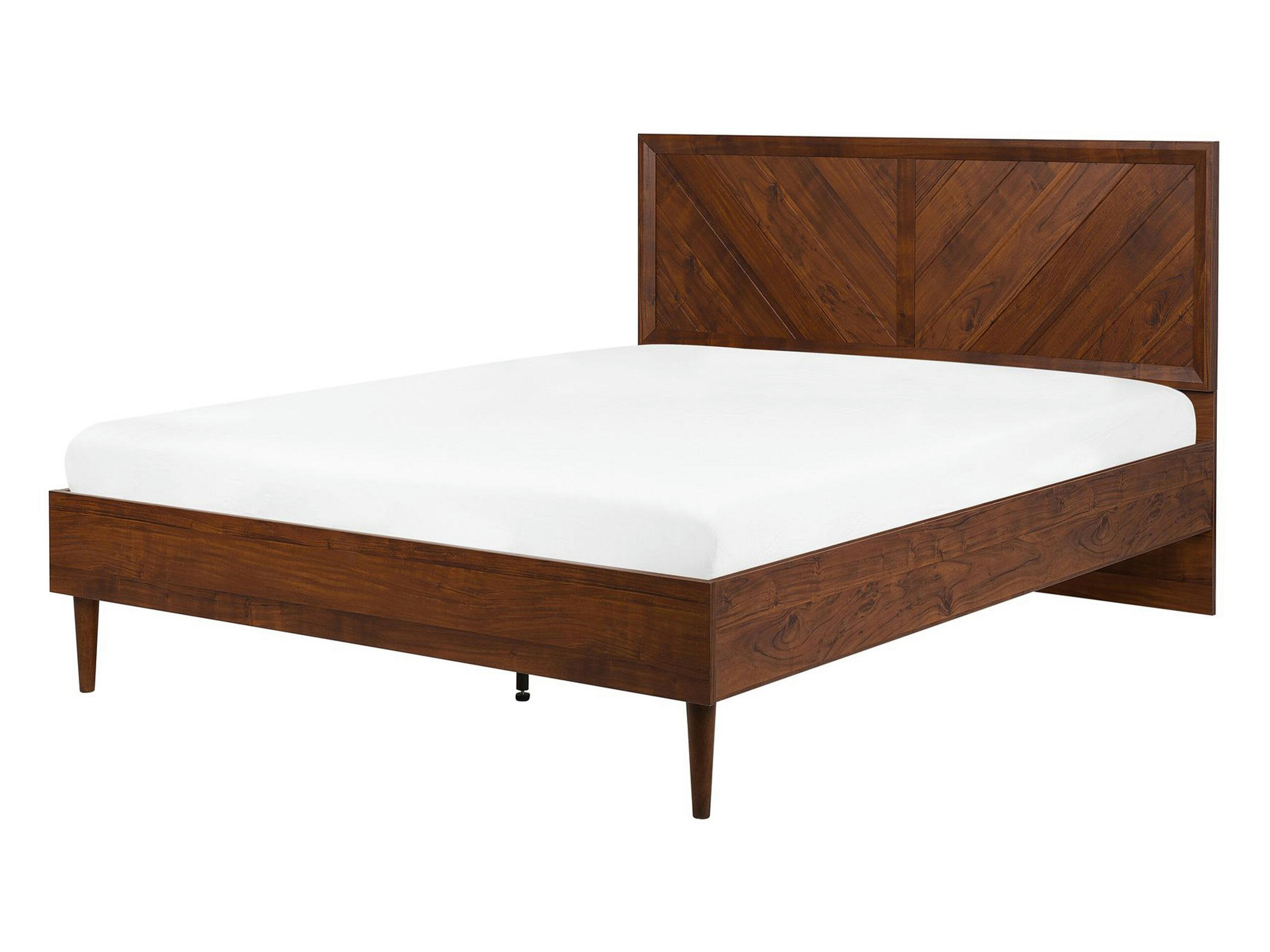 MIALET - Lit double en bois d'ingénierie bois foncé 140x200