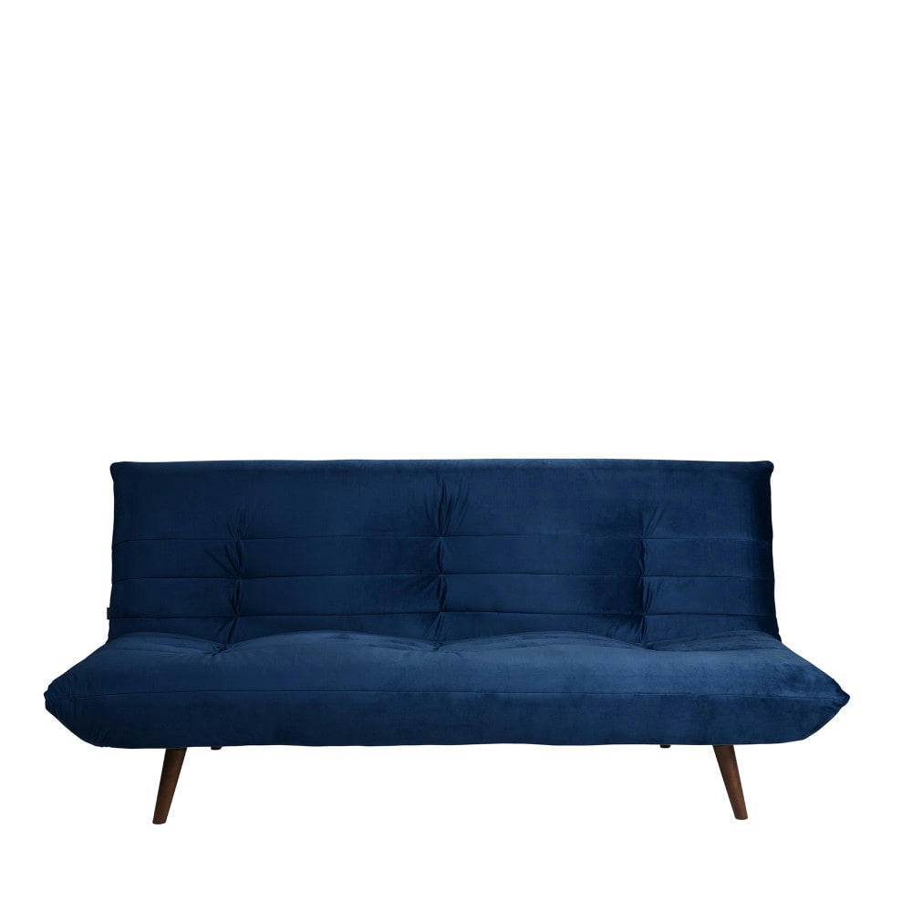 TOMMY - Canapé convertible 3 places en velours bleu marine