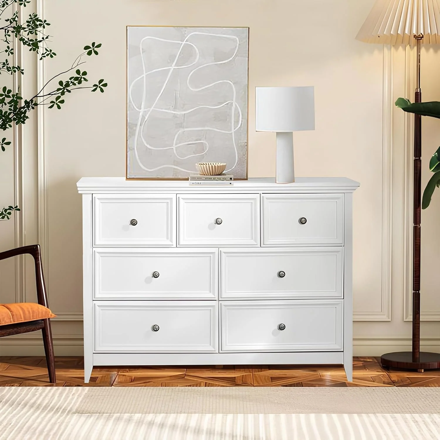 Roomfitters Modern 7 Drawers Dresser 7 Drawers Cabinet,Chest of Drawers Closet Organizers and Storage Clothes Storage Drawers