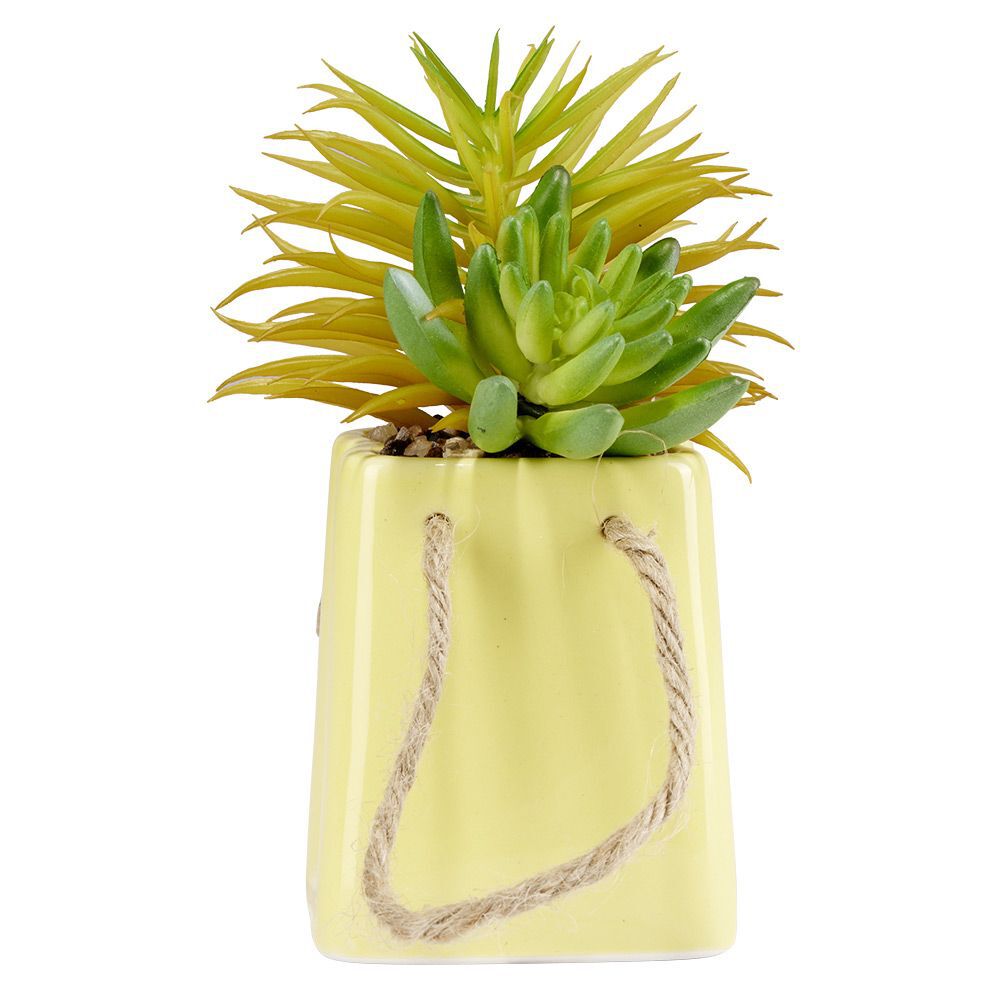 Plante artificielle pot céramique avec corde