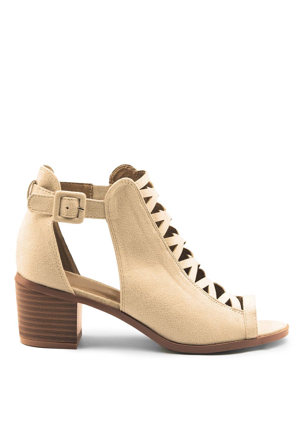 Where's That From Valeria' Peep Toe Shoe Boots With Cutout Strap