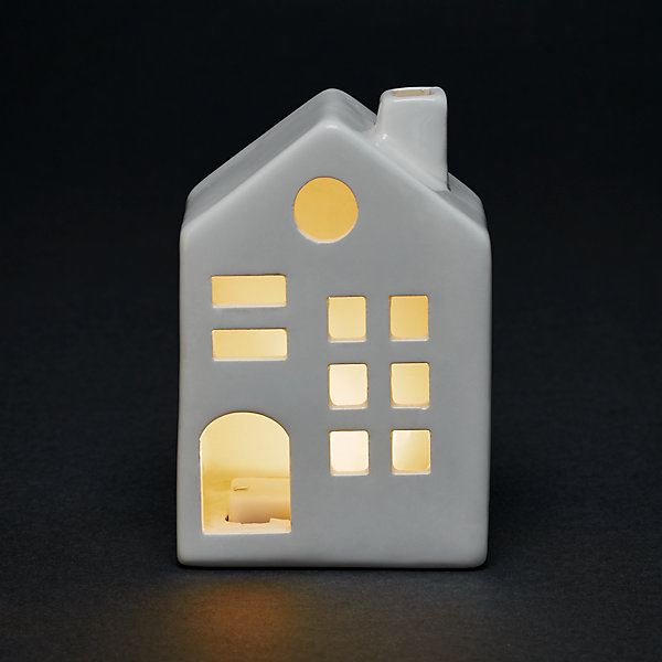 Maison céramique LED blanc chaud H.13 cm
