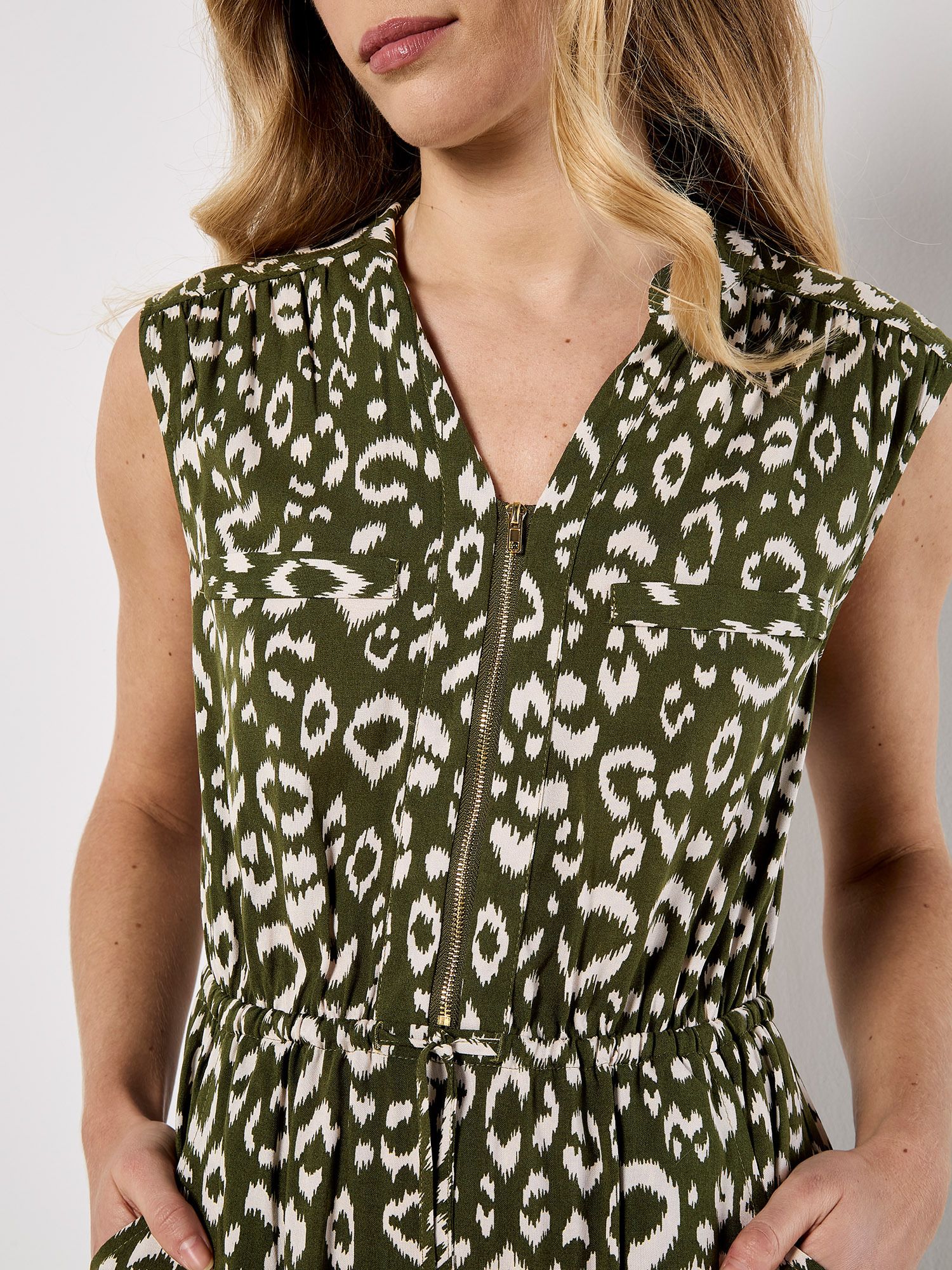 Apricot Animal Print Midi Dress