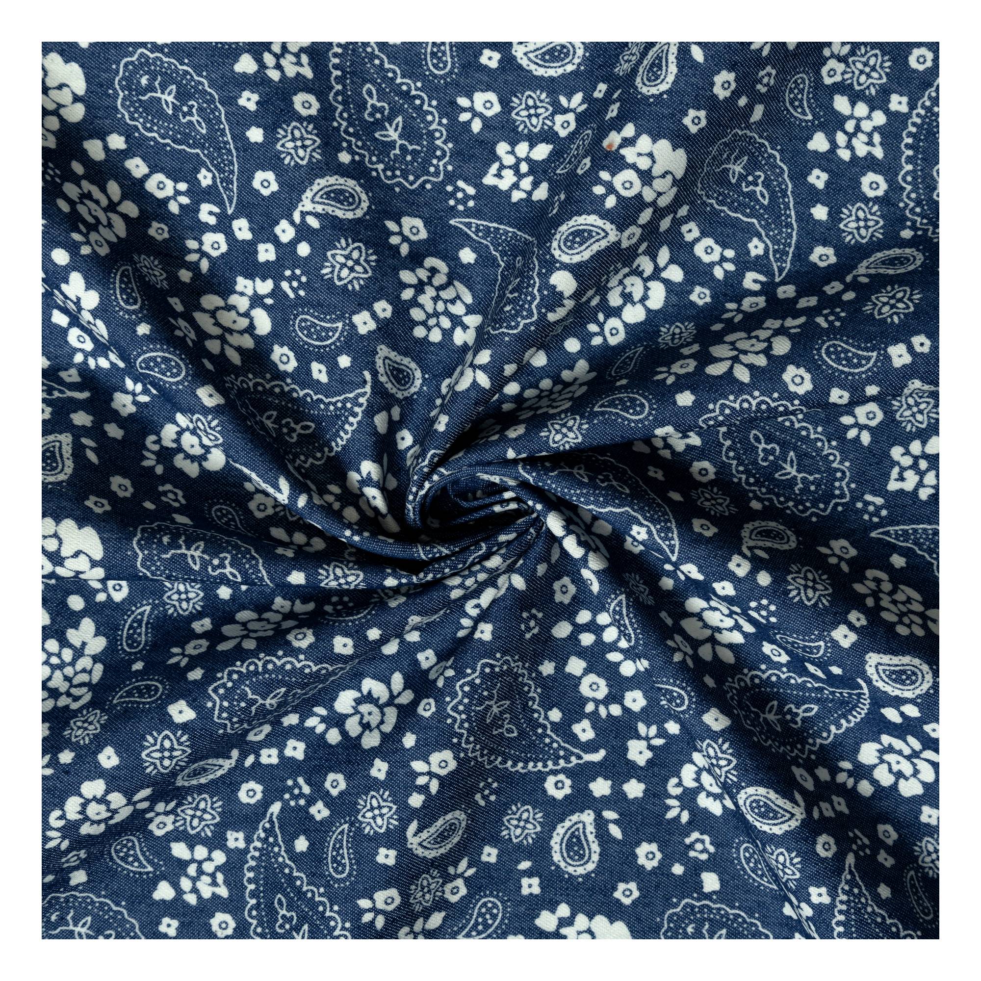 Paisley Print Chambray Fabric by the Metre