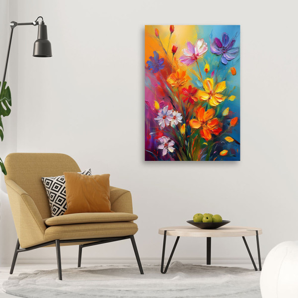 Feeby Obraz na płótnie, Kwiaty Łąka Abstrakcja Kolorowa 40x60