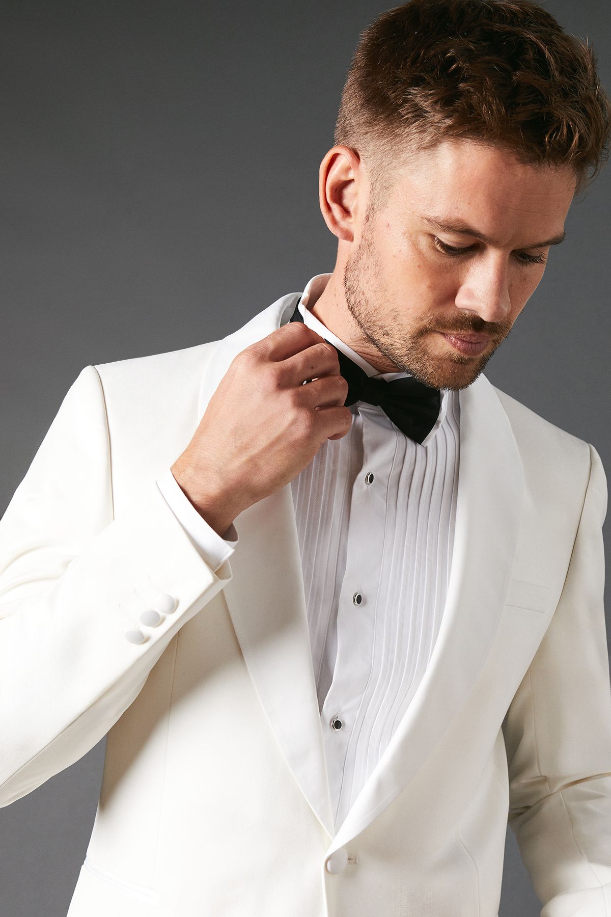 Burton White Slim Fit Shawl Collar Tuxedo Jacket