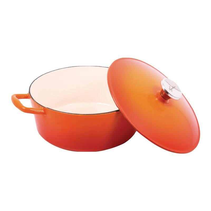 Lagostina Tuscan Collection Round Casserole Dish, Enamelled Cast Iron, Orange, 4qt