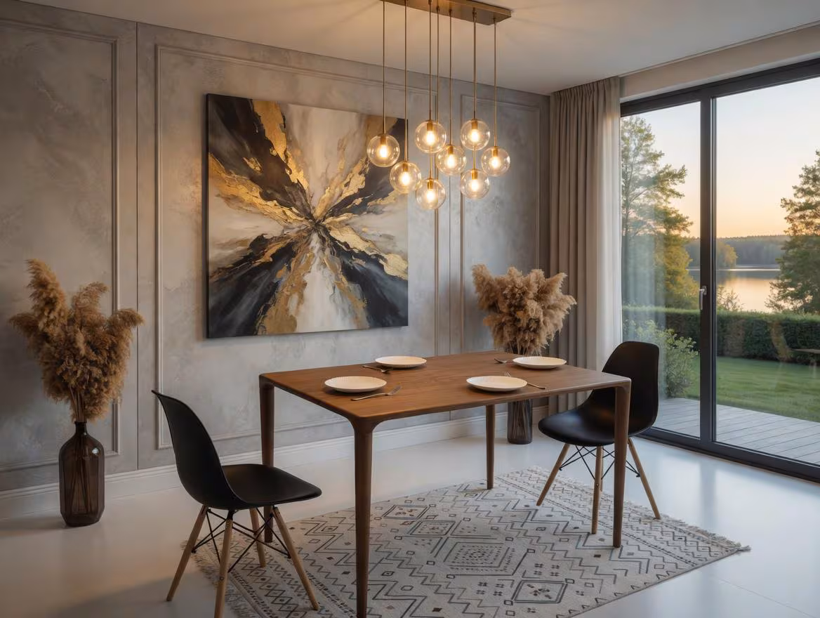 Modern Solid Wood Dining Table – Handmade Scandinavian Dining Table with Walnut Finish