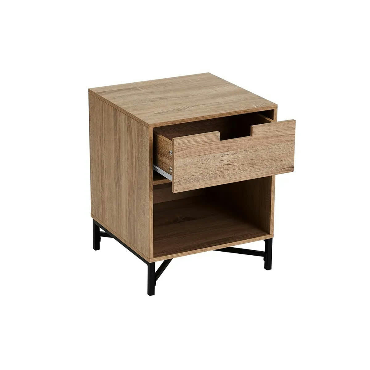 - Table de chevet en bois MDF et métal 1 tiroir