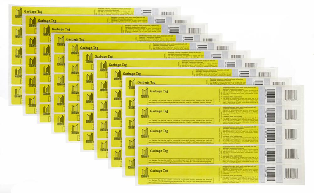 City of Toronto Garbage Bag Tag, Yellow