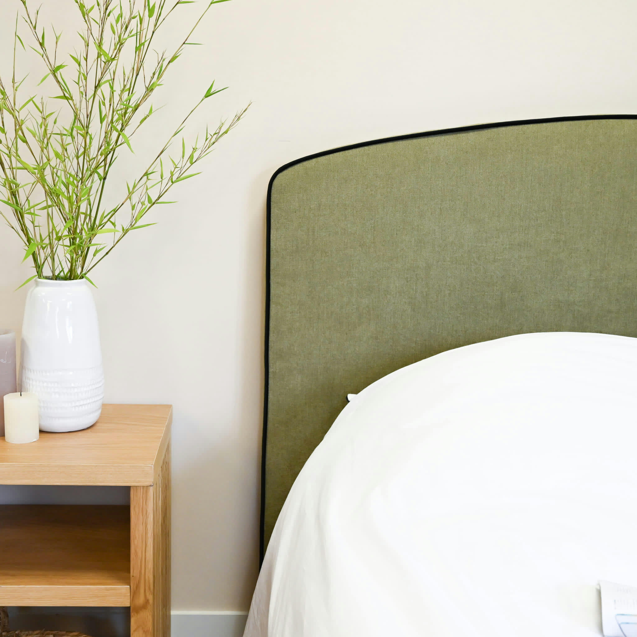 - Tête de lit en tissu kaki 160 cm