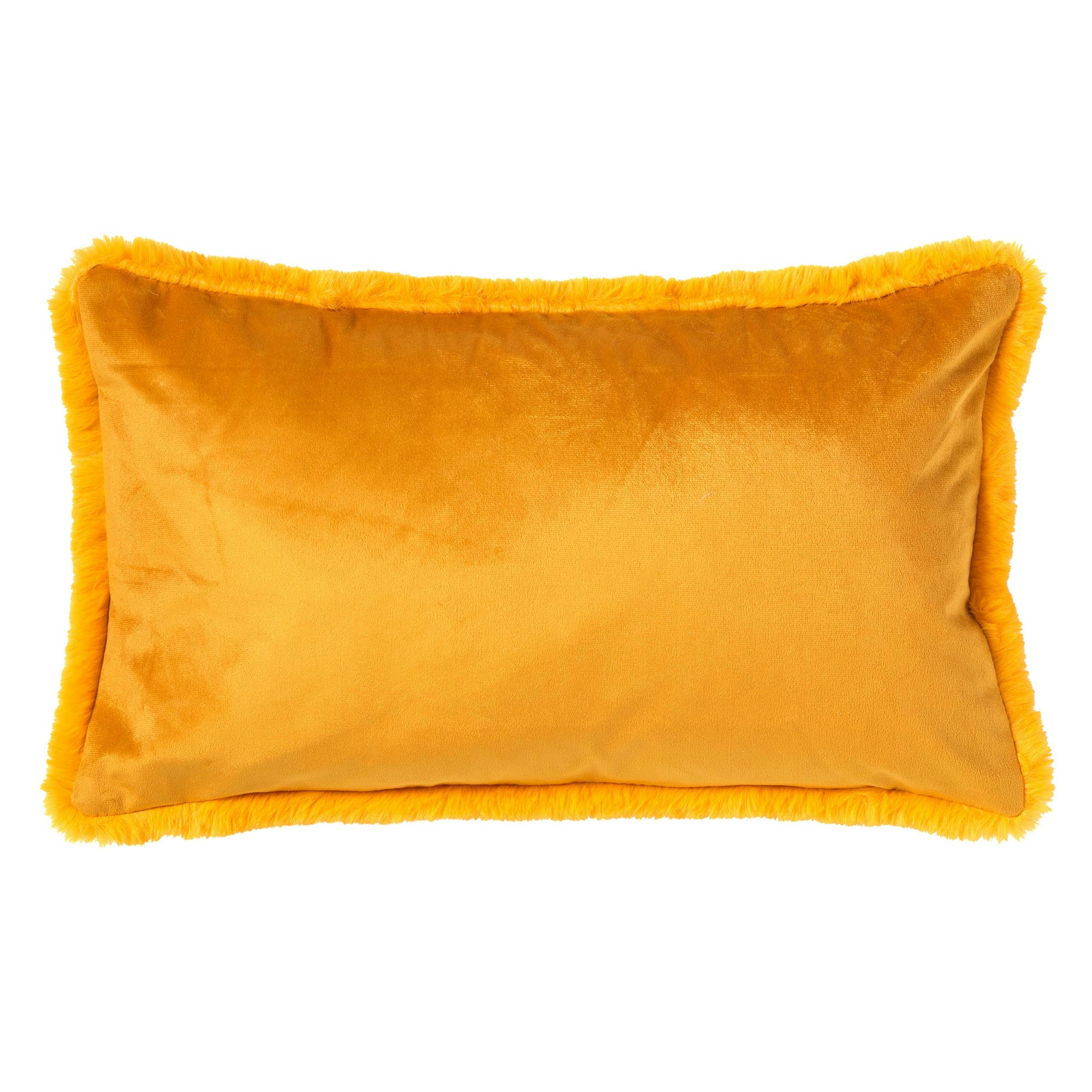 - Coussin - jaune fausse fourrure 30x50 cm uni