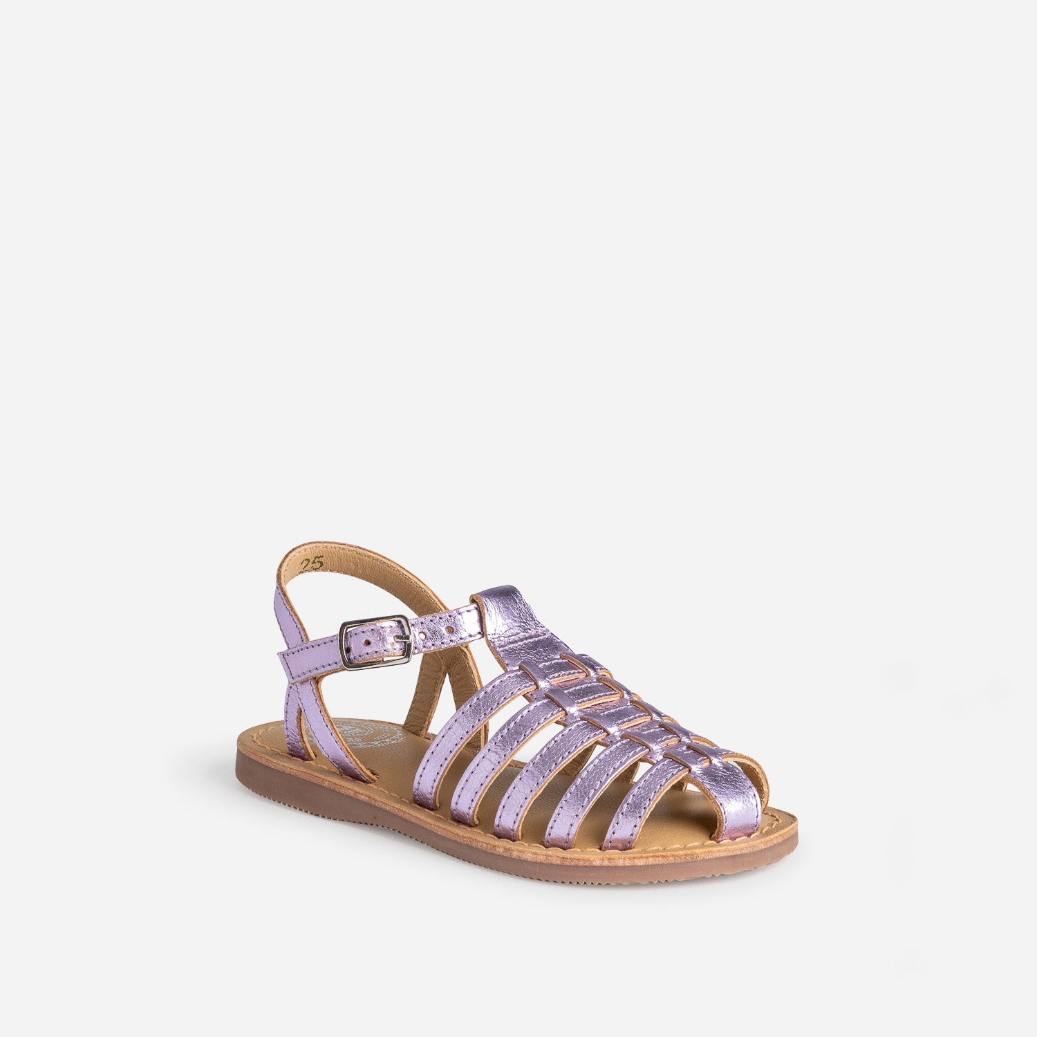 Sandale fille BUGGY en cuir lilas métallisé