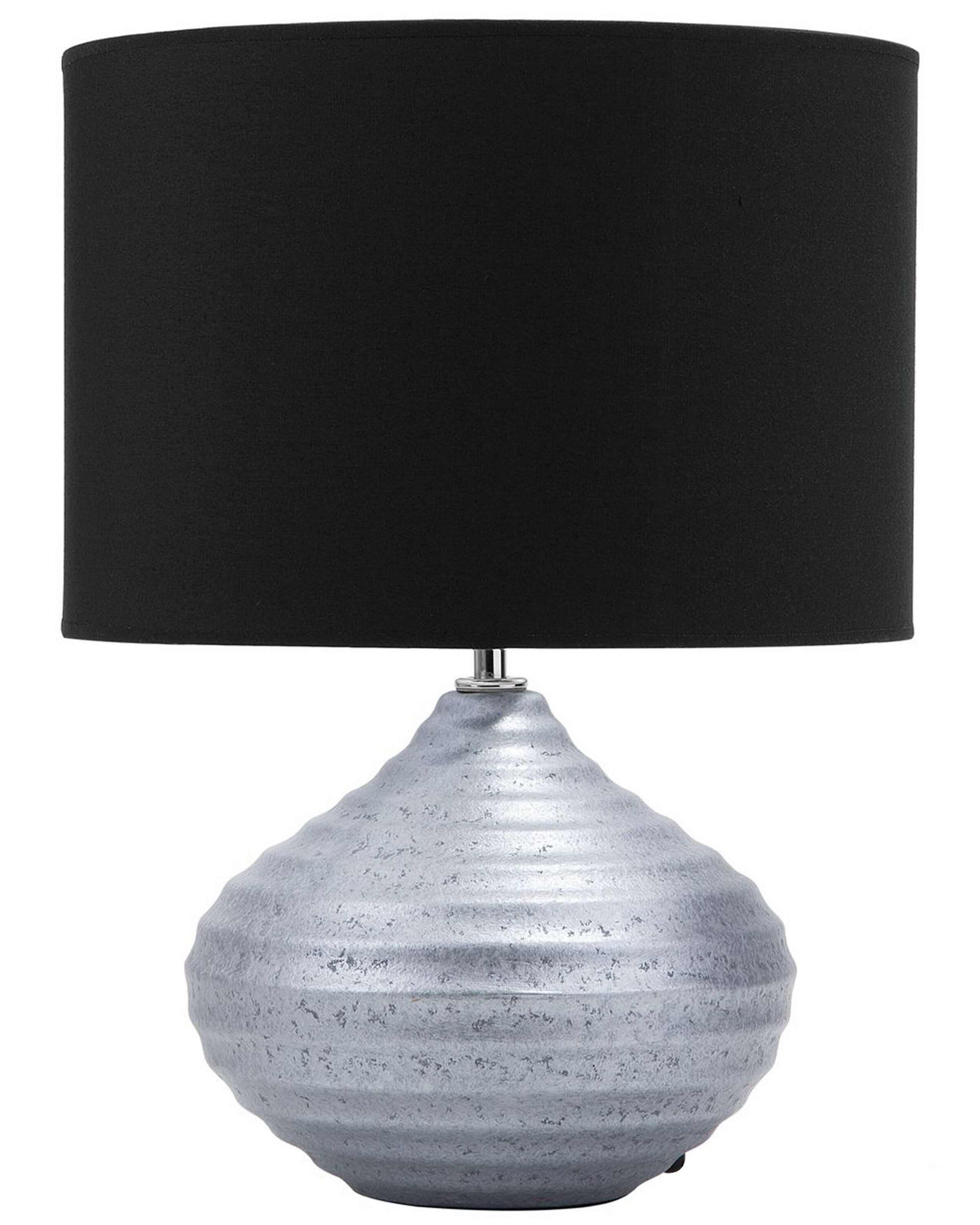 Lampka nocna stołowa ceramiczna srebrna