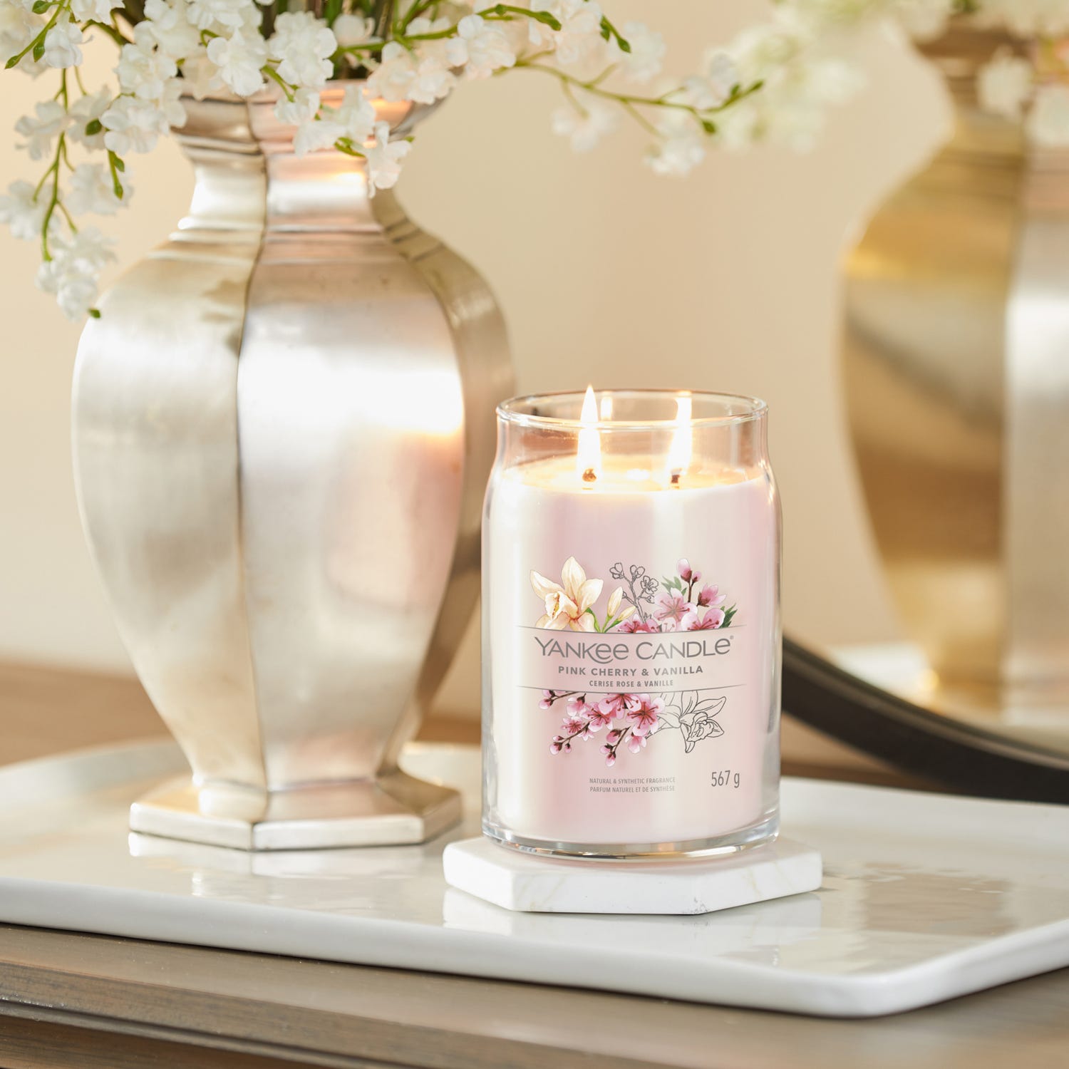 Pink Cherry Vanilla, candela in giara grande Yankee Candle